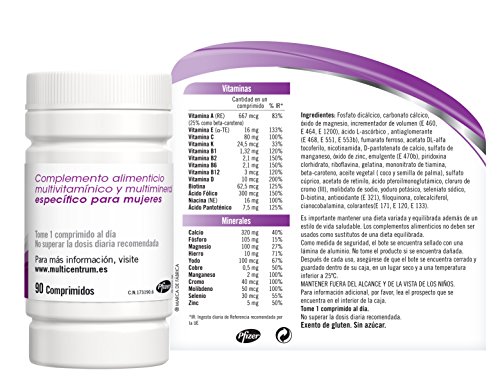 Multicentrum Mujer, Complemento Alimenticio con 13 Vitaminas y 11 Minerales, para Mujeres a partir de 18 años - 90 Comprimidos