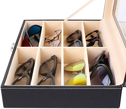 MVPOWER Caja para Gafas con 8 Estuches para Guardar y Almacenar Anteojos, Organizador y Soporte de Gafas de Sol