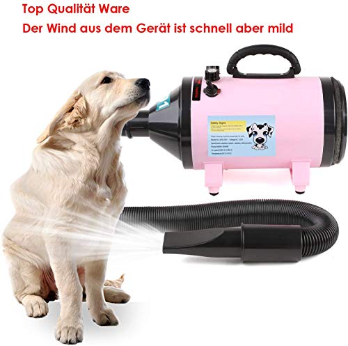 MVPOWER Secador de Cabello Profesional para Pelo Perros Gatos Animales 2800W con Tubo Flexible 2,3 m Temperatura Velocidad Ajustable Rosa