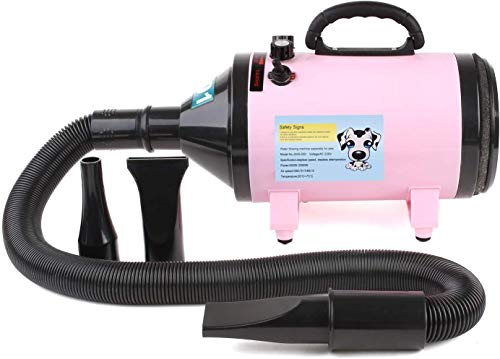 MVPOWER Secador de Cabello Profesional para Pelo Perros Gatos Animales 2800W con Tubo Flexible 2,3 m Temperatura Velocidad Ajustable Rosa