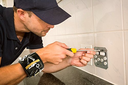 MYCARBON Magnético Pulseras Muñequera con 15 Imanes 2 Herramienta Bolsa de Almacenamiento Guardar Tornillos Clavos Tornillos Brocas y Cinturón de Herramientas Pequeñas de Manitas DIY Hombres Mujeres