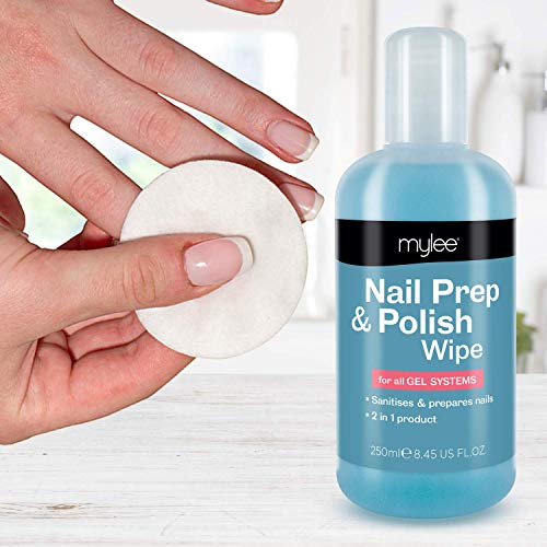 Mylee Prep + Wipe, Gel Limpiador de Residuos de Esmalte de Uñas de Gel 250ml, Preparación y Después del Cuidado, Manicura UV LED, Limpiador de Base de Esmalte de Gel, Multiusos para Desinfectar la Placa de Uñas y Eliminar la Capa Adhesiva