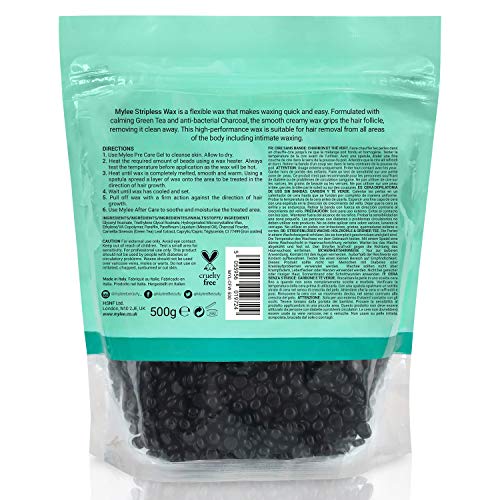 Mylee Professional Perlas de Cera Depilatoria 500g, Bolitas de Cera Depilatoria para Usar Sin Bandas, Cera Depilatoria Sin Dolor para Cuerpo, Cara e Ingles (Carbón y Té Verde)