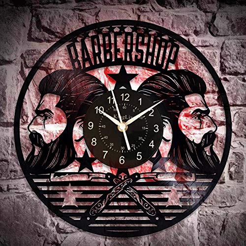 N / A Gran decoración para el hogar para peluquería Reloj de Pared de Vinilo Retro Dormitorio Cocina Sala de Estar