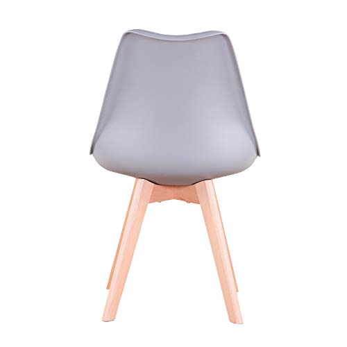 N / A Pack de 4 Sillas Tulip, Sillas de Comedor, Asiento Acolchado Suave, Sillas Respaldo Ergonómico (Gris)