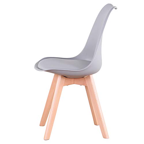 N / A Pack de 4 Sillas Tulip, Sillas de Comedor, Asiento Acolchado Suave, Sillas Respaldo Ergonómico (Gris)
