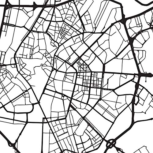 Nacnic Lámina Mapa de la Ciudad Sevilla Estilo nordico en Blanco y Negro. Poster tamaño A3 Sin Marco Impreso Papel 250 gr. Cuadros, láminas y Posters para Salon y Dormitorio