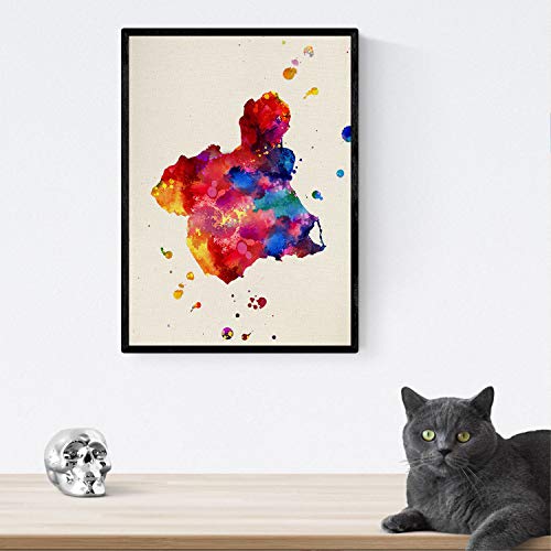 Nacnic Poster de Murcia. Láminas e Ilustraciones de Ciudades, comunidades, y mapas de España. Tamaño A4 con Marco