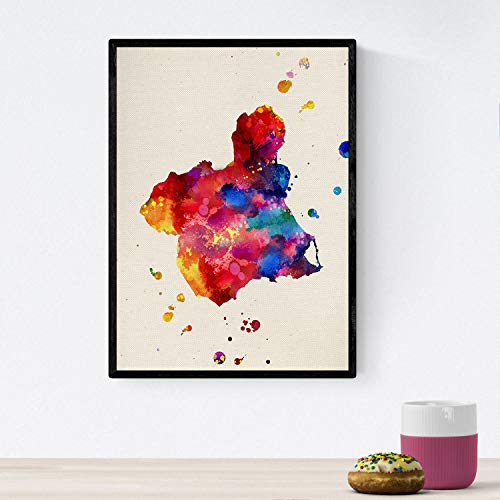 Nacnic Poster de Murcia. Láminas e Ilustraciones de Ciudades, comunidades, y mapas de España. Tamaño A4 con Marco