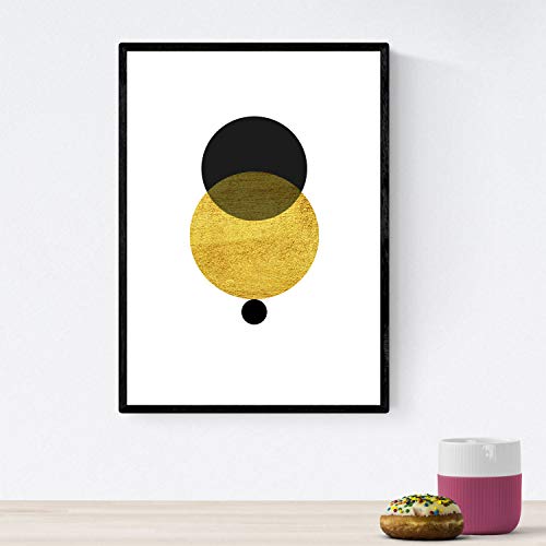 Nacnic Set de 4 láminas para enmarcar Eclipse. Posters Estilo nórdico para la decoración del hogar. Tamaño A4. Láminas con imágenes geometricas en Estilo escandinavo.Papel (250 Gramos)