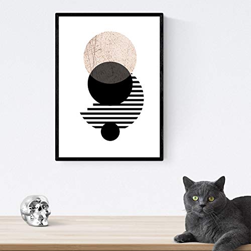 Nacnic Set de 4 láminas para enmarcar Eclipse. Posters Estilo nórdico para la decoración del hogar. Tamaño A4. Láminas con imágenes geometricas en Estilo escandinavo.Papel (250 Gramos)