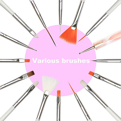 Nail Art Design Kit Set Cepillos Decoraciones Pegatinas Decoraciones con cinta Rhinestones, YZPUSI Nail Art Kit Herramientas para uñas 3D Color