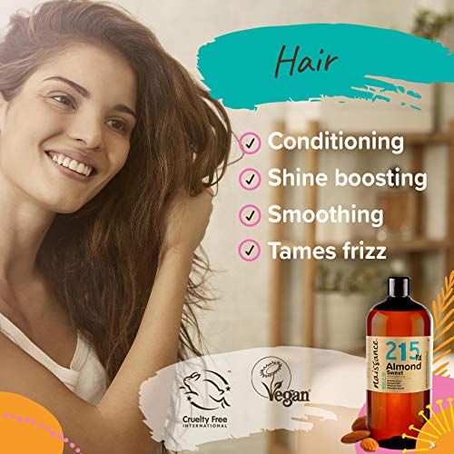 Naissance Aceite de Almendras Dulces n. º 215-1 Litro - 100% natural para humectar y equilibrar la piel, hidratar el cabello y todo el cuerpo.
