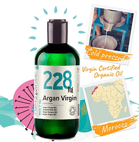 Naissance Aceite Vegetal de Argán de Marruecos BIO n. º 228-250ml - Puro, natural, vegano, certificado ecológico, sin hexano y no OGM - Hidratación natural para el cabello.