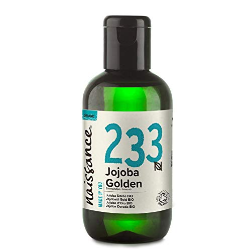 Naissance Aceite Vegetal de Jojoba Dorada BIO n. º 233-100ml - Puro, natural, certificado ecológico, prensado en frío, vegano, sin hexano y no OGM - Humecta y equilibra la piel.