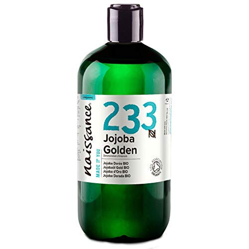 Naissance Aceite Vegetal de Jojoba Dorada BIO n. º 233-500ml - Puro, natural, certificado ecológico, prensado en frío, vegano, sin hexano y no OGM - Humecta y equilibra la piel.