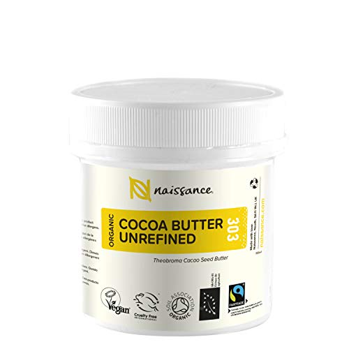Naissance Manteca de Cacao BIO n. º 303 – 100g - Pura, natural, certificada ecológicamente, vegana, no OGM - Ideal para recetas cosméticas DIY.