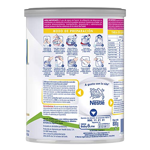 NAN Confort Total - Alimento en polvo para el tratamiento dietético de trastornos digestivos leves, fórmula para bebé, desde el primer día, 800 g