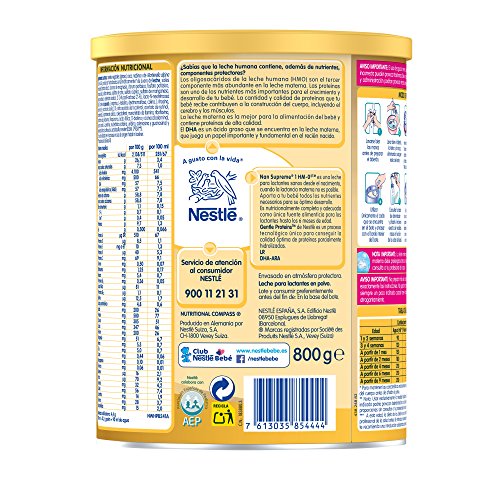 NAN SUPREME 1 - Leche para lactantes en polvo Premium - Fórmula para bebé - Desde el primer día - 800g