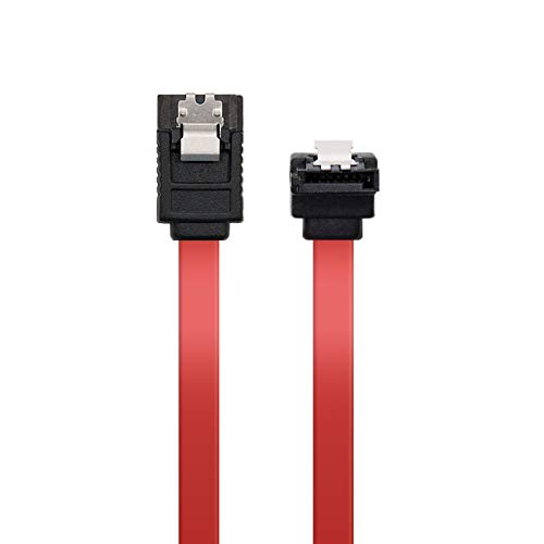 NANOCABLE 10.18.0301 - Cable SATA Datos acodado con Anclajes para Disco Duro o Dispositivos con conexión SATA, Rojo, 0.5mts