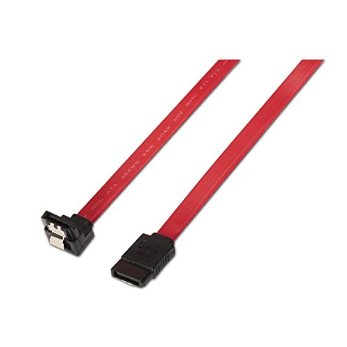 NANOCABLE 10.18.0301 - Cable SATA Datos acodado con Anclajes para Disco Duro o Dispositivos con conexión SATA, Rojo, 0.5mts