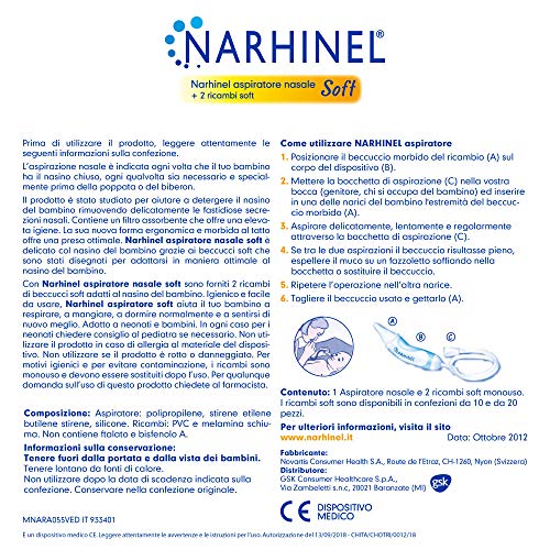 Narhinel Aspirador nasal y repuestos blandos - 70 g