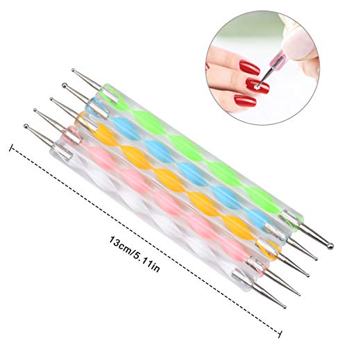 NATUCE 64PCS Kit de Accesorios Decoración Uñas Nail Art, Kit de Diseño de Arte de Uña, 15pcs Pinceles para Uñas, 30pcs Rollos de Cintas Adhesivas Uñas, 5pcs de Lápiz de Punto, 2 Diamantes de Uñas