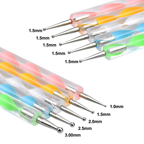 NATUCE 64PCS Kit de Accesorios Decoración Uñas Nail Art, Kit de Diseño de Arte de Uña, 15pcs Pinceles para Uñas, 30pcs Rollos de Cintas Adhesivas Uñas, 5pcs de Lápiz de Punto, 2 Diamantes de Uñas