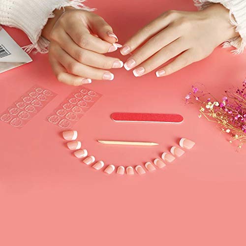 Natural francés Nails, 240 uñas postizas en 12 estilos distintos false nails（Rosa)，Uñas Postizas Impress para DIY Manicura, Halloween, Navidad