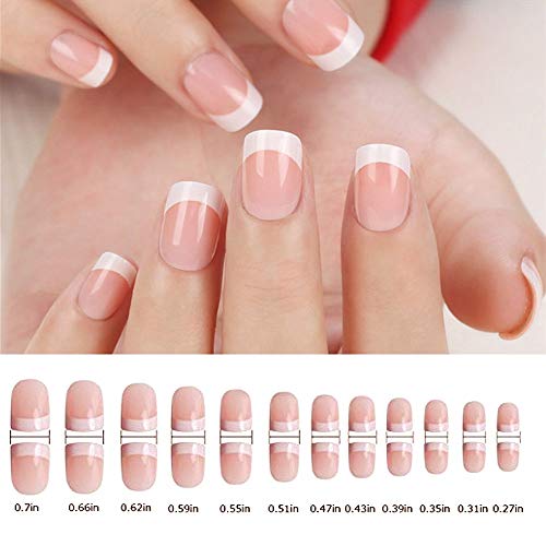 Natural francés Nails, 240 uñas postizas en 12 estilos distintos false nails（Rosa)，Uñas Postizas Impress para DIY Manicura, Halloween, Navidad