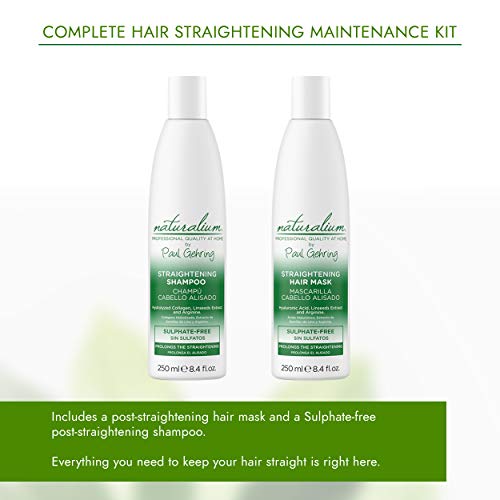 Naturalium Kit Post Alisado Brasileño - Productos de Mantenimiento del Pelo Liso para Mujer con Champú Post Alisado 250 ml + Mascarilla Post Alisado 250 ml, Peluquería Profesional en Casa