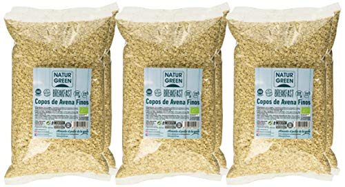 NaturGreen Copos de Avena Finos Sin Gluten Bio 1Kg - Pack de 6 unidades de 1Kg