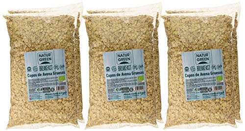 NaturGreen Copos de Avena Gruesos Sin Gluten Bio - Pack de 6 unidades x 1 Kg