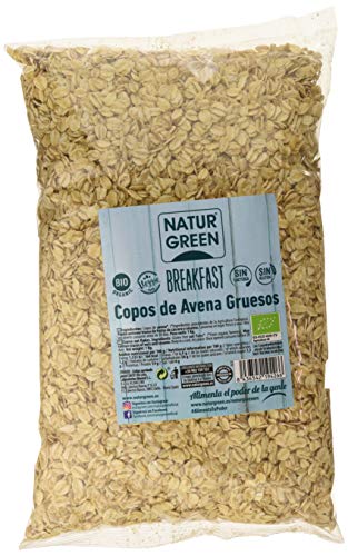 NaturGreen Copos de Avena Gruesos Sin Gluten Bio - Pack de 6 unidades x 1 Kg