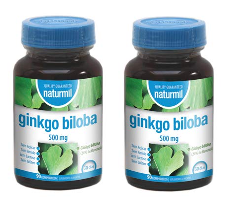 NATURMIL Ginkgo Biloba 180 comprimidos (90+90) 500 Mg,mejora tu memoria,mejora tu rendimiento físico y mental. Favorece la Concentración Sin Gluten, Sin Lactosa, Sin Azucar, Apto para Veganos