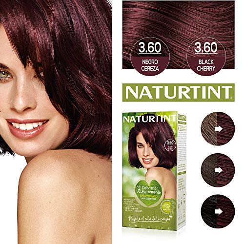 Naturtint Coloración dermoprotectora con tratamiento CC Cream, tono 3.60 Negro Cereza - 212 gr