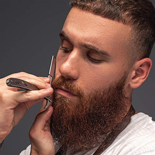 Navaja de Afeitar de Barbero de Sapiens - Accesorio Profesional de Afeitado y Cuidado de Contorno de Barba con 10 Cuchillas Derby (o sea 20 Hojillas Simples) - Silver Edition