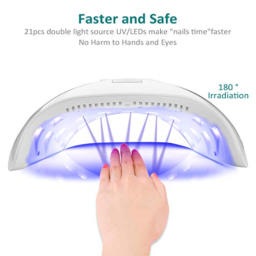 NAVANINO Lámpara Secadora de Uñas LED/UV para Esmalte de Uñas de Gel, Curado Luz en 3 modos para tiempo, Modo de calor bajo 99s y Pantalla LCD. Para Manicura/Pedicura Nail Art en el Hogar ect (40W)