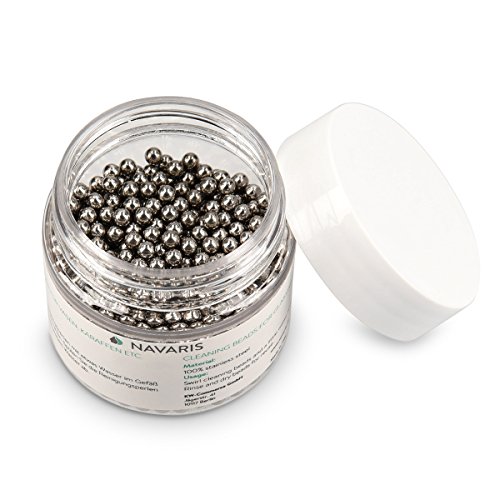Navaris Bolas de limpieza de acero inoxidable para garrafa botellas - set de 1000 perlas limpiadoras - bolitas para decantadores vasos jarras