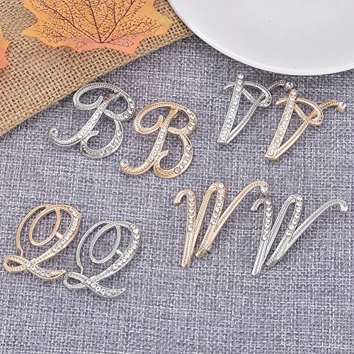 NBEADS 2 Piezas de Broches de Plata Y Oro del Alfabeto B, Broches de Aleación de Diamantes de Imitación con Letra En Inglés para la Decoración del Collar del Vestido del Traje