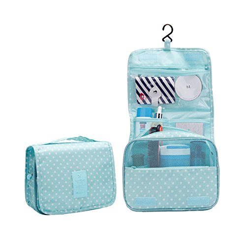 Neceser Bolsa del Organizador Impermeable colgante lavado bolso almacenamiento de maquillaje cosméticos aseo caso bolsa de viajes organizador de bolsa-Azul de cielo