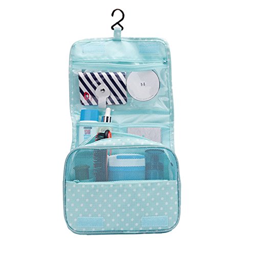 Neceser Bolsa del Organizador Impermeable colgante lavado bolso almacenamiento de maquillaje cosméticos aseo caso bolsa de viajes organizador de bolsa-Azul de cielo