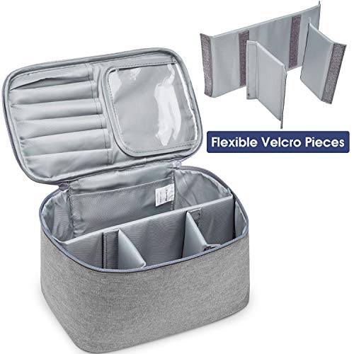 Neceser de maquillaje de viaje grande organizador de maquillaje para mujeres y niñas (grande, gris)