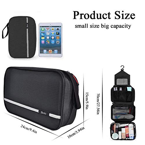 Neceser Viaje Hombre y Mujer, Boic Pequeño Bolsas de Aseo Impermeable, Neceser Maquillaje Pack Neceser Baño Toiletry Kit, Cosmético Organizadores de Viaje Travel Toiletry Bag (Negro)