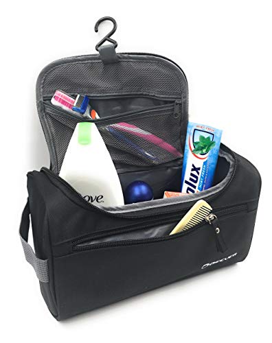 Neceser XYZ IDEA Bolsa de Aseo, Baño, Maquillaje, Organizador Acolchado Unisex Multiuso Impermeable Viaje Hogar Vacaciones, Departamentos con Cremallera muy Práctico y Espacioso Colgador y Asa