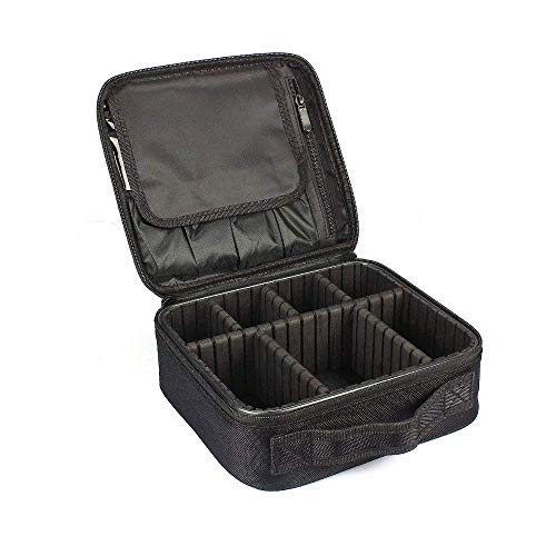 Neceseres de Maquillaje, Pulchram Bolsa de maquillaje para viaje impermeable Organizador de maquillaje con divisiones extraíbles Bolsas de aseo de cosmética Bolsas para mujer &Hombre (Negro 1)