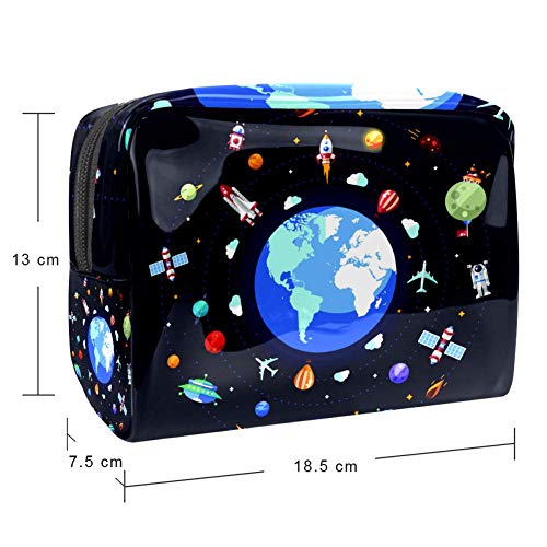 Neceseres para Maquillaje de niños Espacio Extraterrestre Animales Bonitos Bolsa de Almacenamiento de Viaje Impermeable de PVC Impresa Personalizada 18.5x7.5x13cm