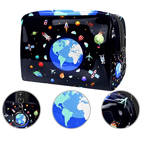 Neceseres para Maquillaje de niños Espacio Extraterrestre Animales Bonitos Bolsa de Almacenamiento de Viaje Impermeable de PVC Impresa Personalizada 18.5x7.5x13cm