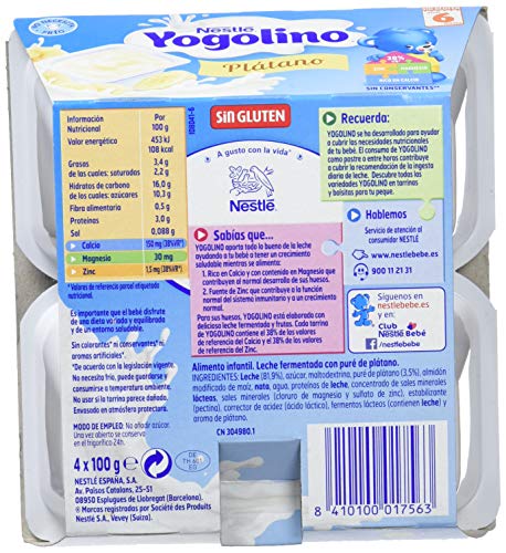 Nestlé iogolino - Plátano - A Partir de 6 Meses 4 x 100 g - Pack de 3