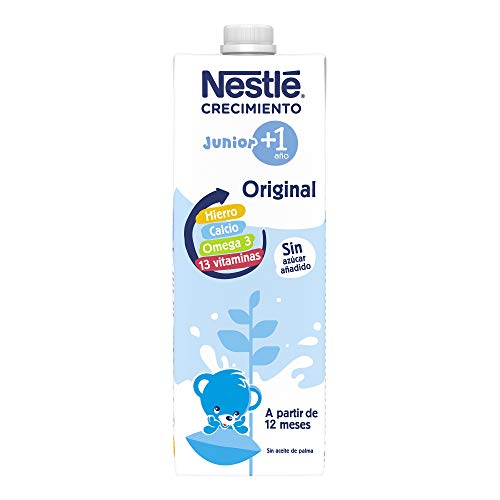 Nestlé Junior 1+ Original - Leche para niños a partir de 1 año - 6x1L, sin azúcar añadido ni aceite de palma